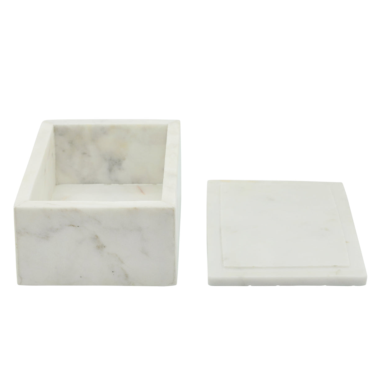 MARBLE 7X5 MARBLE BOX W/ BEE ACCENT WHITE