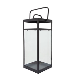 METAL 21"H RECTANGULAR LANTERN, BLACK