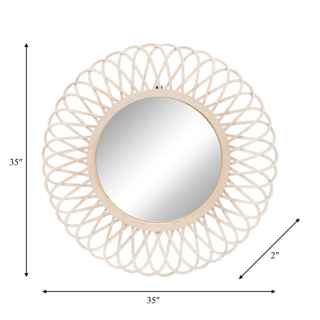 WICKER 35" DAISY MIRROR, NATURAL