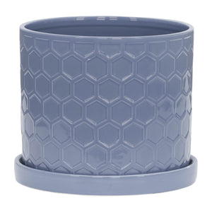 S/2 10/12" HONEYCOMB PLANTER W/ SAUCER, GRAY