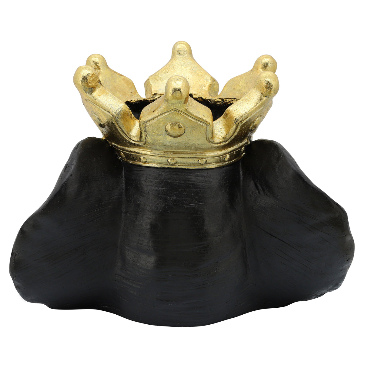 RESIN 16" ELEPHANT W/ CROWN, BLACK