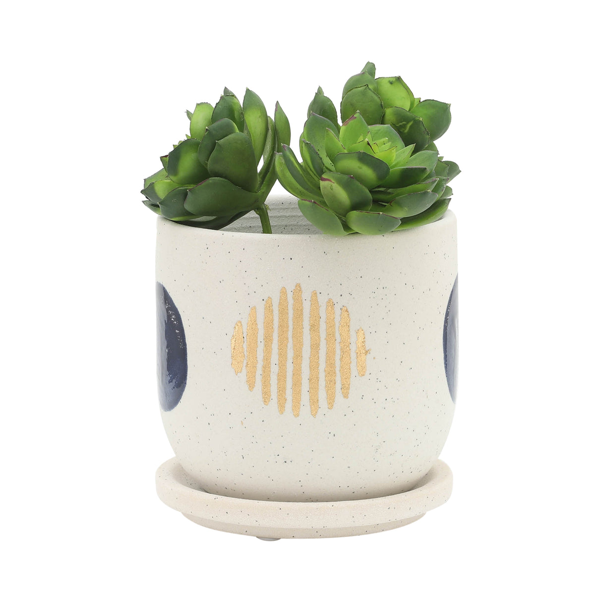 S/2 5/6" Funky Planter W/ Saucer, White