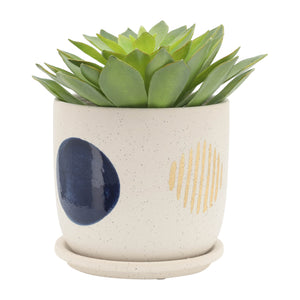 S/2 5/6" Funky Planter W/ Saucer, White