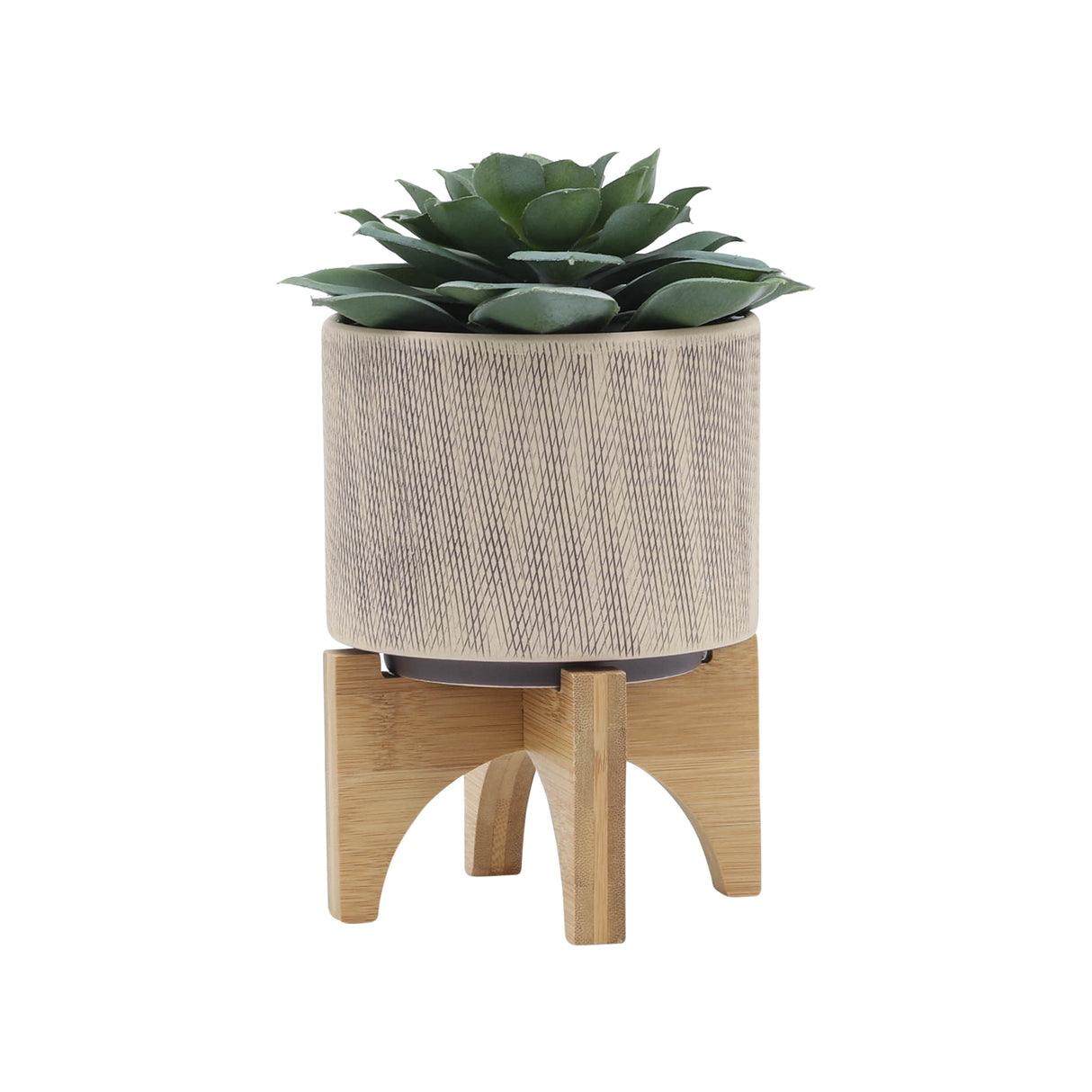 5" MESH PLANTER W/ STAND, TAN