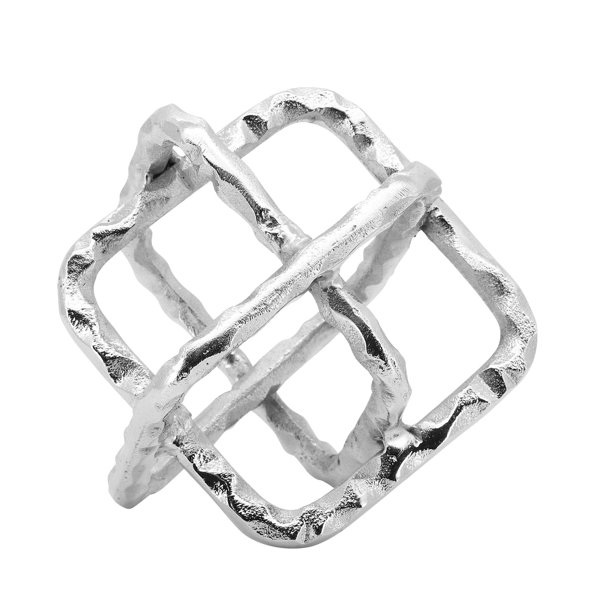 Metal 8" Square Orbs, Silver