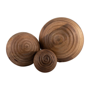 4" WOODEN ORB W/ RIDGES, NATURAL