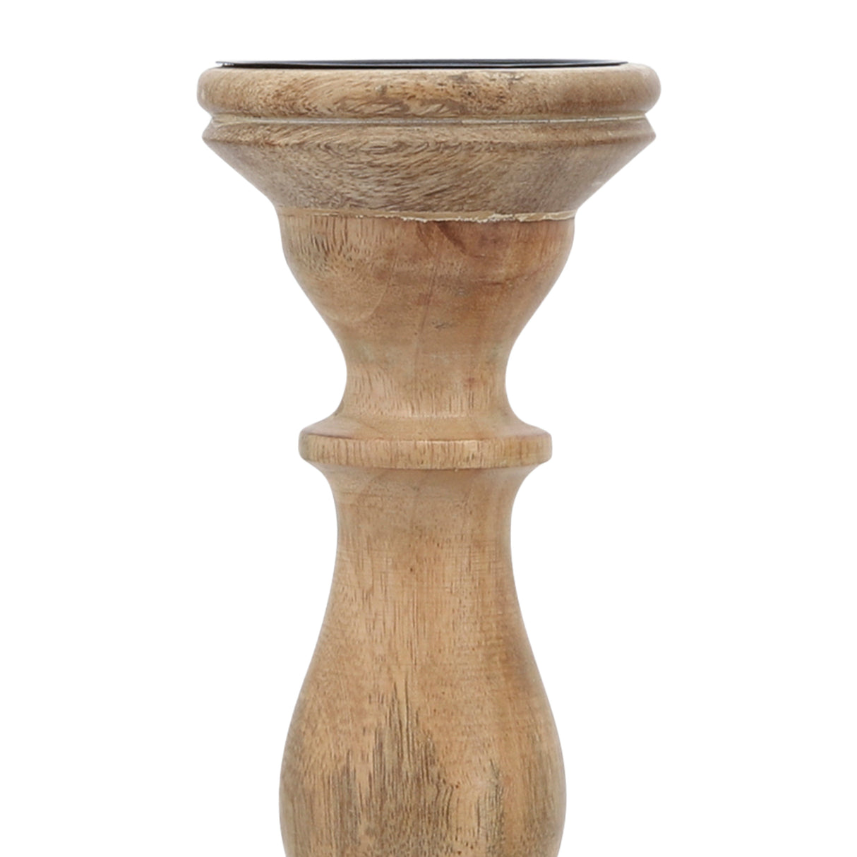 14" Wooden Pillar Holder, Natural