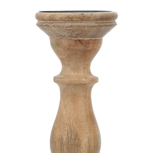 14" Wooden Pillar Holder, Natural