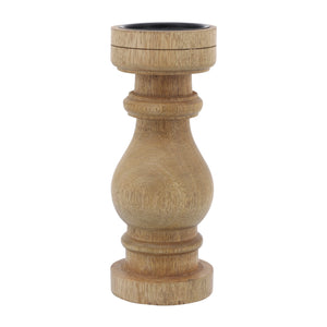 11" WOODEN PILLAR STAND, NATURAL