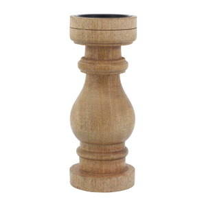 11" WOODEN PILLAR STAND, NATURAL