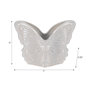 7" Iridescent Butterfly Planter, Ivory