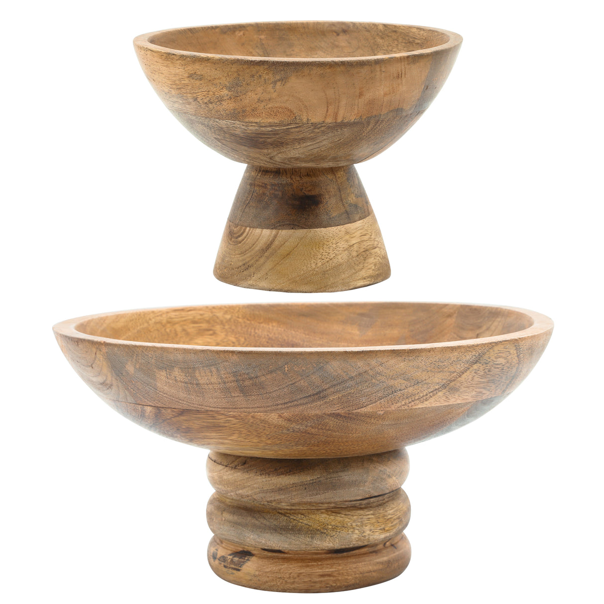 WOOD, 8" BOWL W/ STAND, BROWN