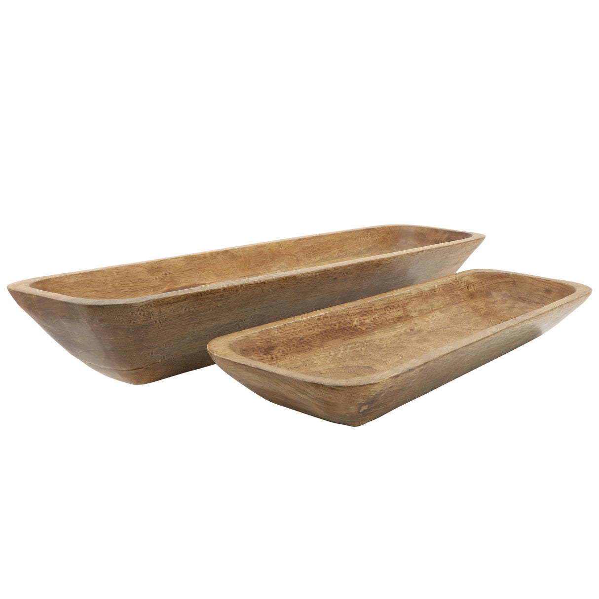 Wood, S/2 23/30 Rectangular Bowls, Brown