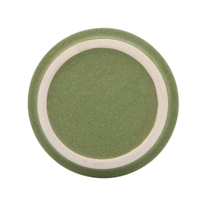 CER, 6" CIRCLES PLANTER W/ SAUCER, OLIVE