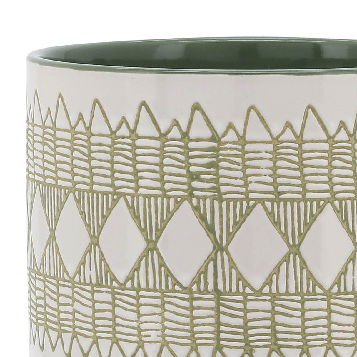 CERAMIC 16" JAR WITH GOLD LID, GREEN