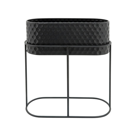 METAL, S/2 20/24" OVAL PLANTERS, BLACK