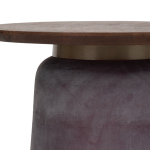 Wooden Top, 22"H Side Table, Gls Base, Purple