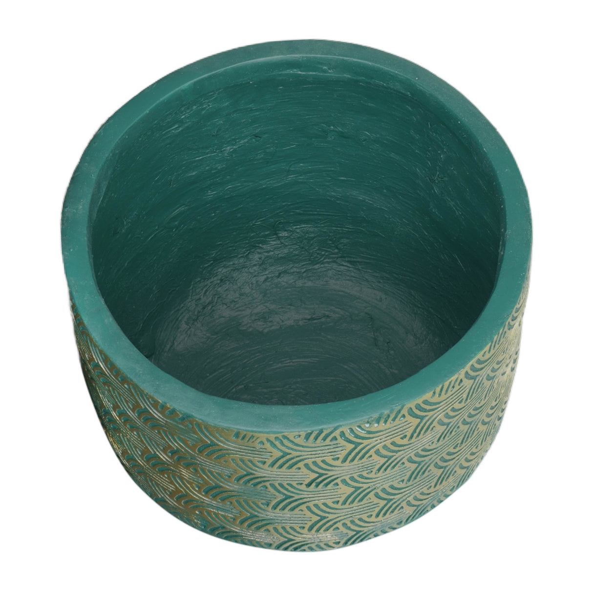 Resin, S/2 10/13"D Swirl Planters, Green/Gold