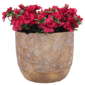 RESIN, S/2 10/13"D SWIRL PLANTERS, GOLD