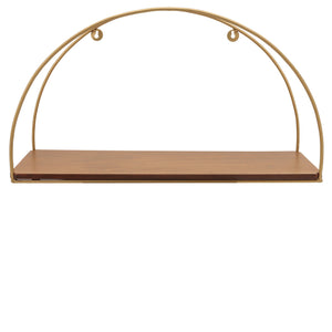 METAL/WOOD, S/3 10/12/14"H WALL SHELVES, BROWN/GOL