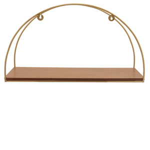 METAL/WOOD, S/3 10/12/14"H WALL SHELVES, BROWN/GOL