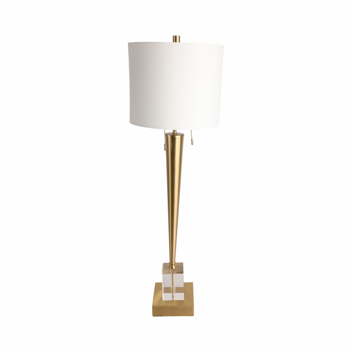 36" Carmelo Crystal Buffet Table Lamp, Gold/white