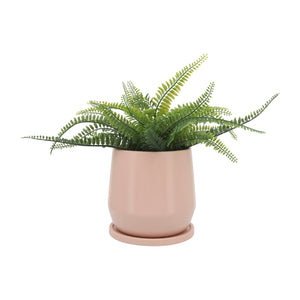 Cer, S/2 7/10"D Planters W/ Saucer, Blush