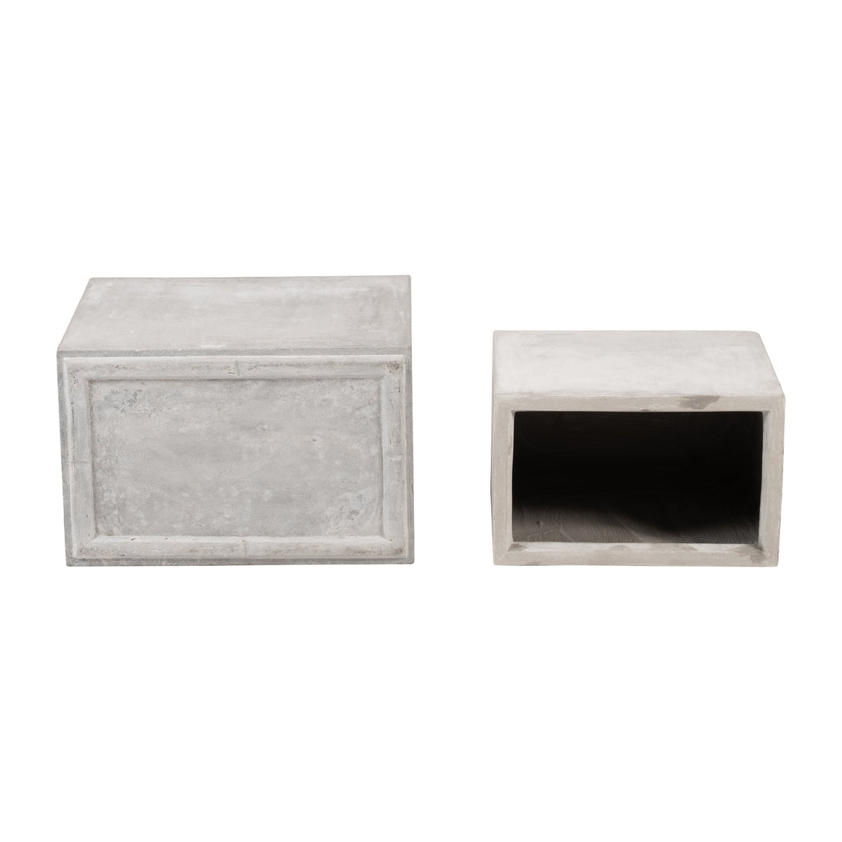 Resin, S/2 16/20"D Nested Square Planters, Lt. Gra