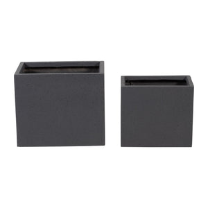 Resin, S/2 16/20"D Nested Square Planters, Dk. Gra