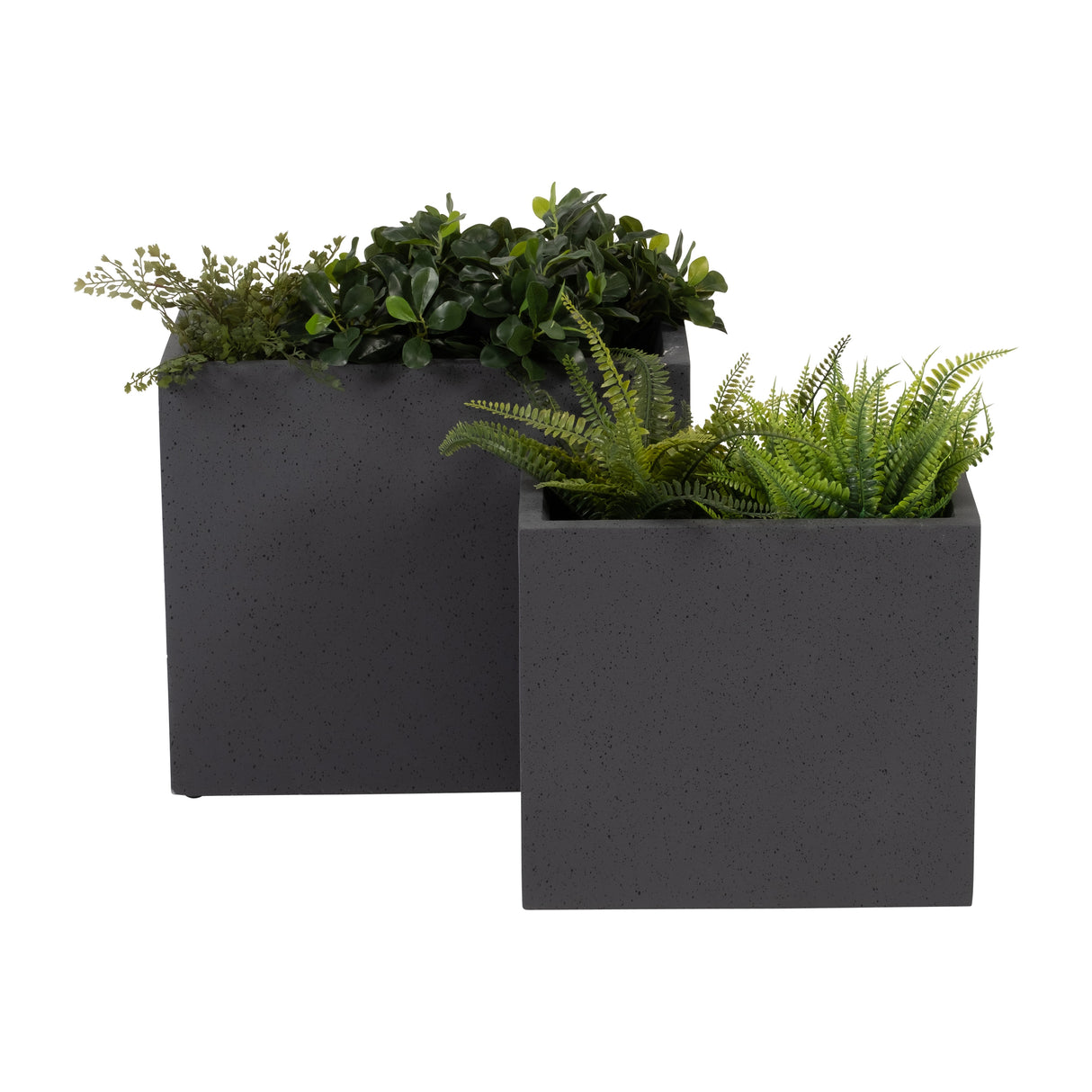 Resin, S/2 16/20"D Nested Square Planters, Dk. Gra