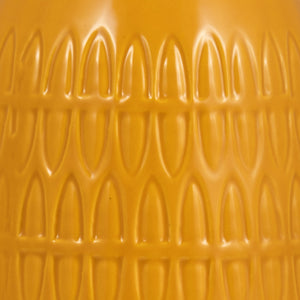 CER, 10"H CARVED VASE, MUSTARD GOLD