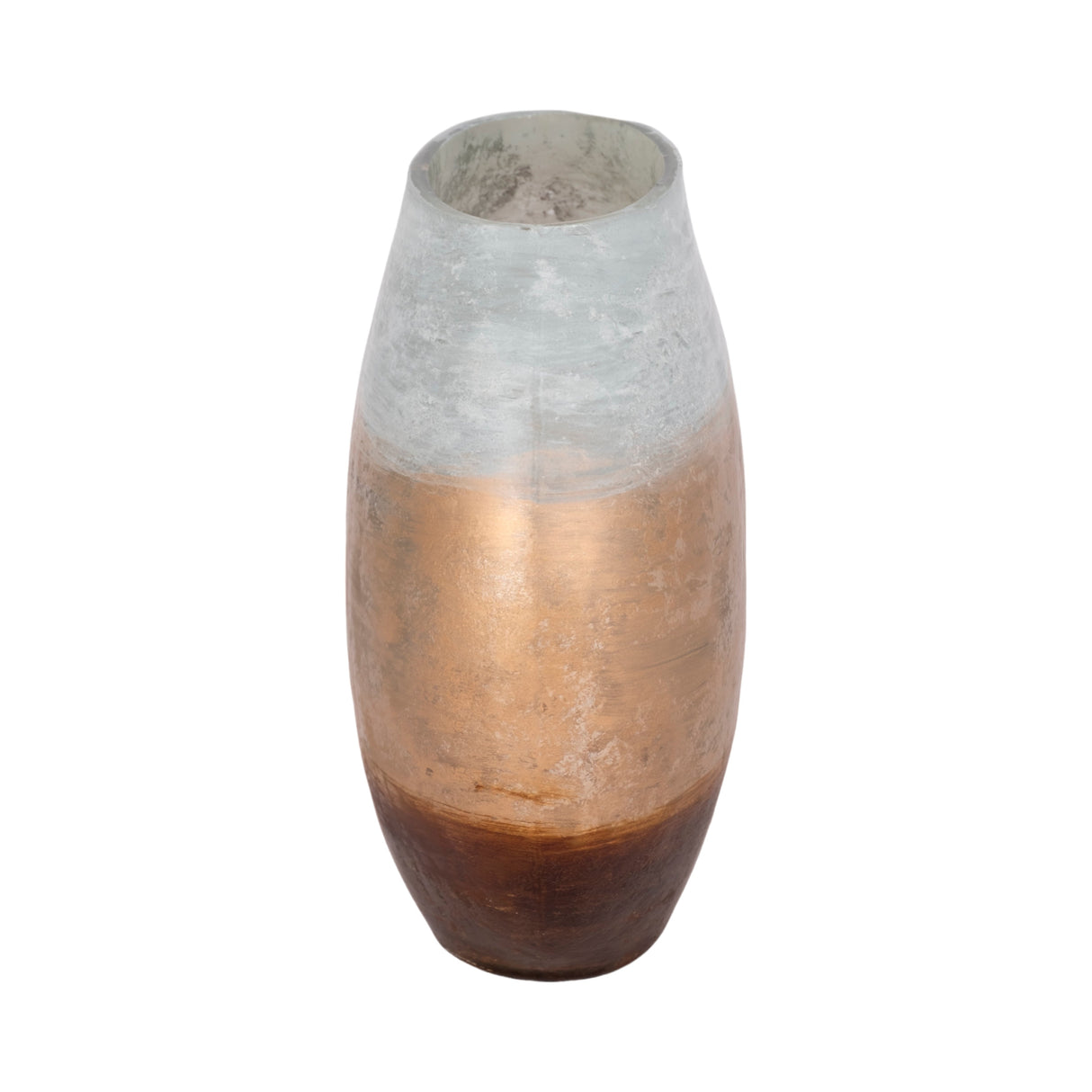 10" Gold Ombre Round Vase, White/gold