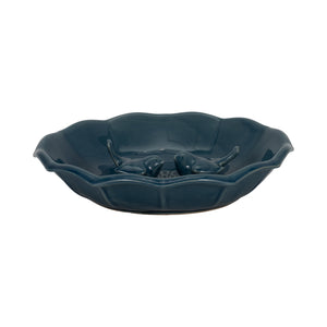 11" Flower Bird Bath, Blue