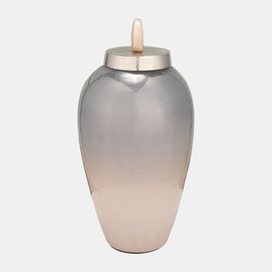 20"H GLASS VASE W/ BLUSH KNOB, CHAMPAGNE