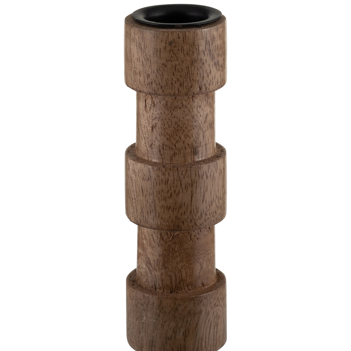 WOOD, 15"H TEXTURED TAPER CANDLE HOLDER, BROWN