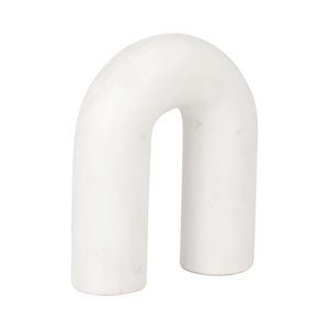 MARBLE, 6" ROUNDED HORSESHOE TABLE TOP DECO, WHITE