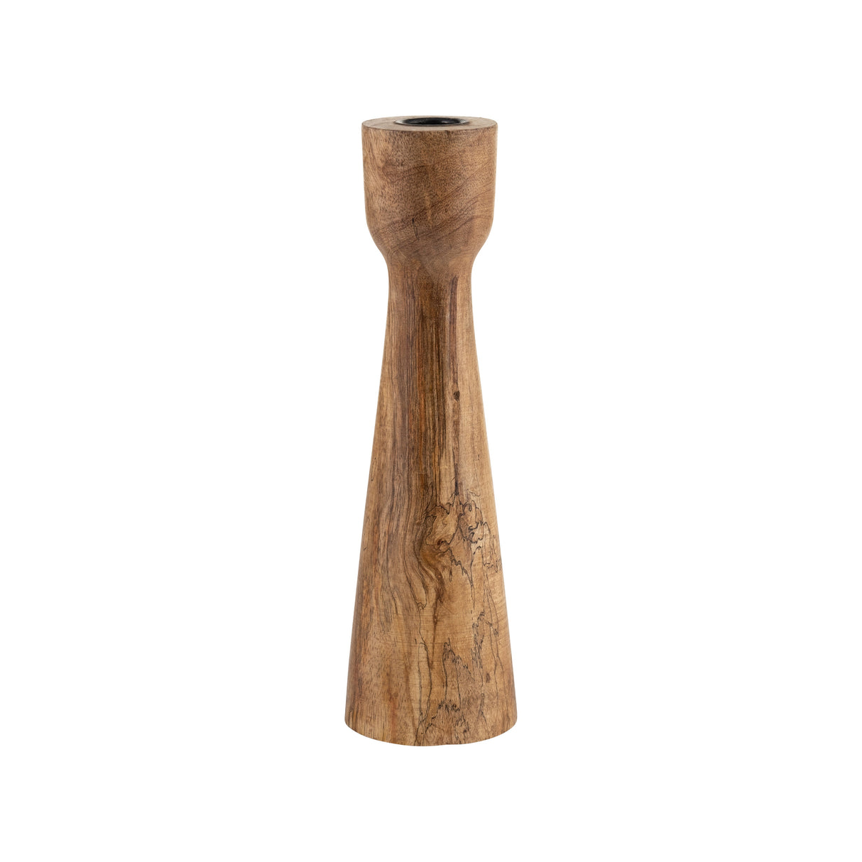 WOOD, 10"H CANDLE HOLDER, BROWN