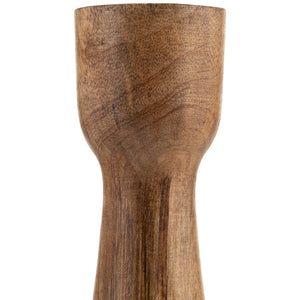 WOOD, 10"H CANDLE HOLDER, BROWN