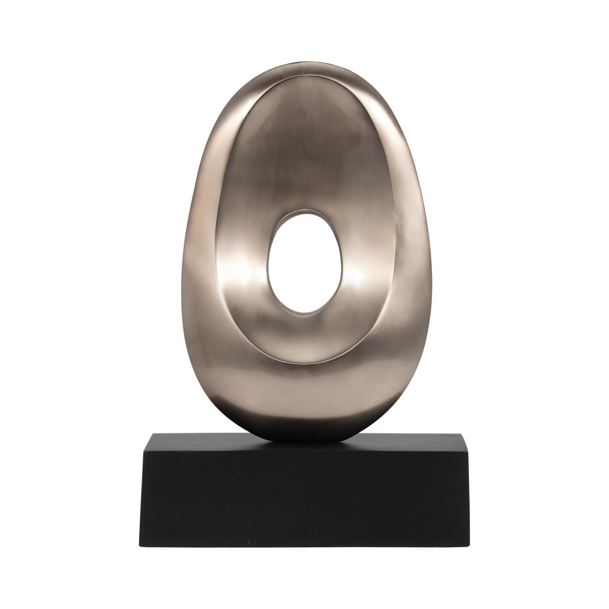 18", METAL OVAL SCULPTURE,SLVR/BLK