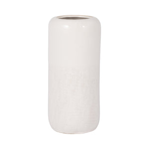 CER, 12"H GROOVED VASE, IVORY