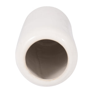 CER, 12"H GROOVED VASE, IVORY