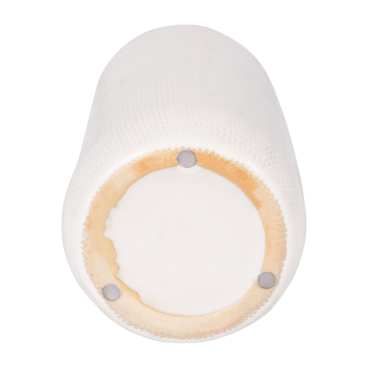 CER, 12"H GROOVED VASE, IVORY