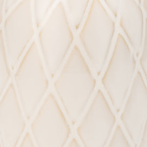 CER, 9" PLAID TEXTURED VASE, BEIGE