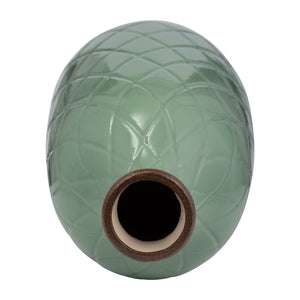 CER, 16" PLAID TEXTURED VASE, DARK SAGE