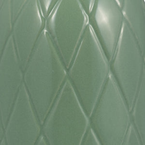 CER, 9" PLAID TEXTURED VASE, DARK SAGE