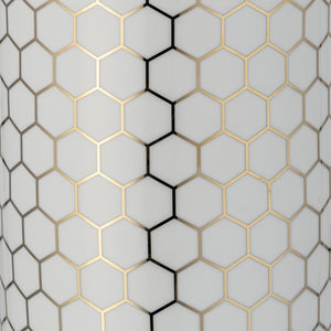 CER, 16" HONEYCOMB JAR W/ LID, GOLD