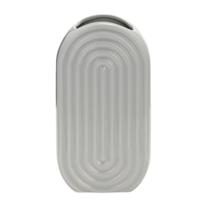 CER, 11" OVAL RIDGED VASE, GLACIER