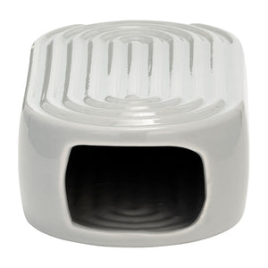 CER, 11" OVAL RIDGED VASE, GLACIER