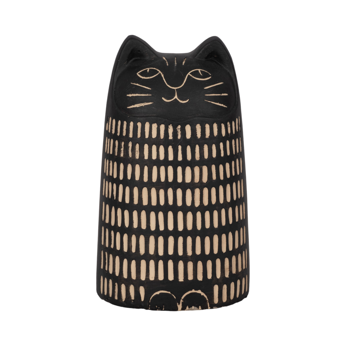 8" Etched Lines Cat, Black