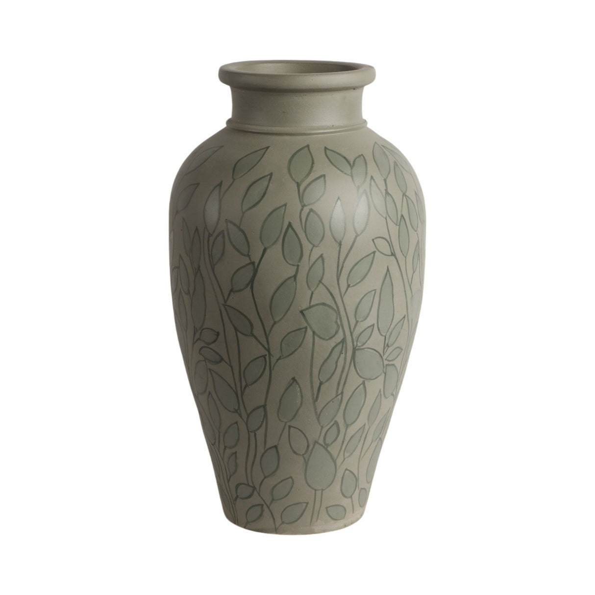 18" Macaire Large Green Vase